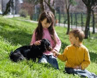 Image of Kids and their dog.